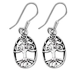 2.50gms indonesian bali style solid 925 sterling silver tree of life earrings